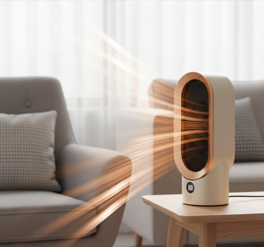 Ceramic heater for home use, providing warm air.