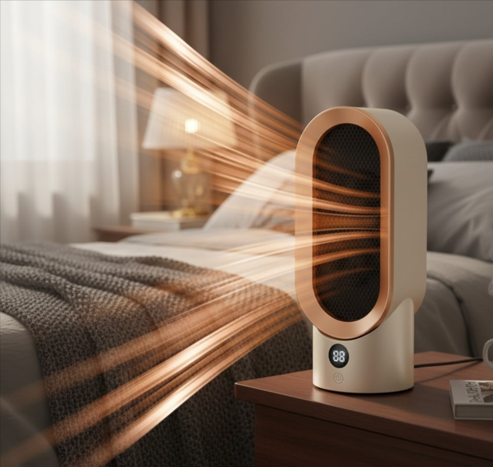 Ceramic heater for home use, providing warm air.